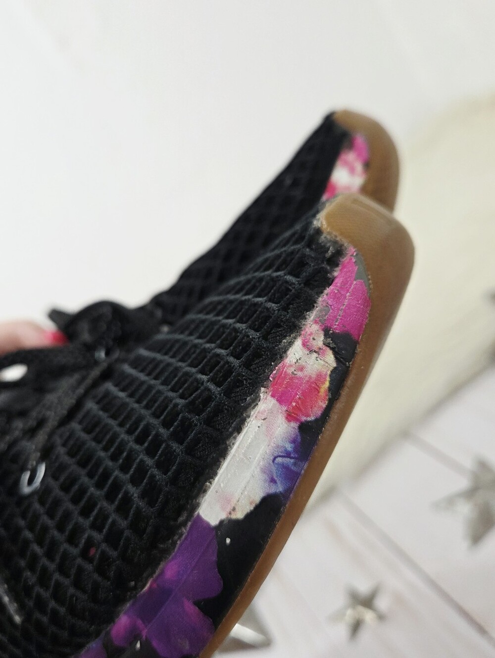 No Bull NOBULL Black Space Floral Low Top Mesh Trainer Shoes sneaker Women's 5.5 - Picture 8 of 10